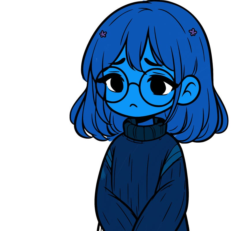 sad girl with glasses in a sweater