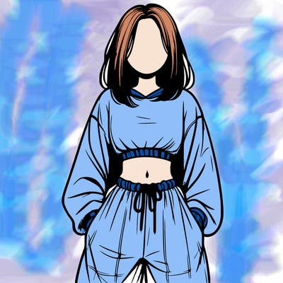 realistic girl faceless with baggy pants and a crop top