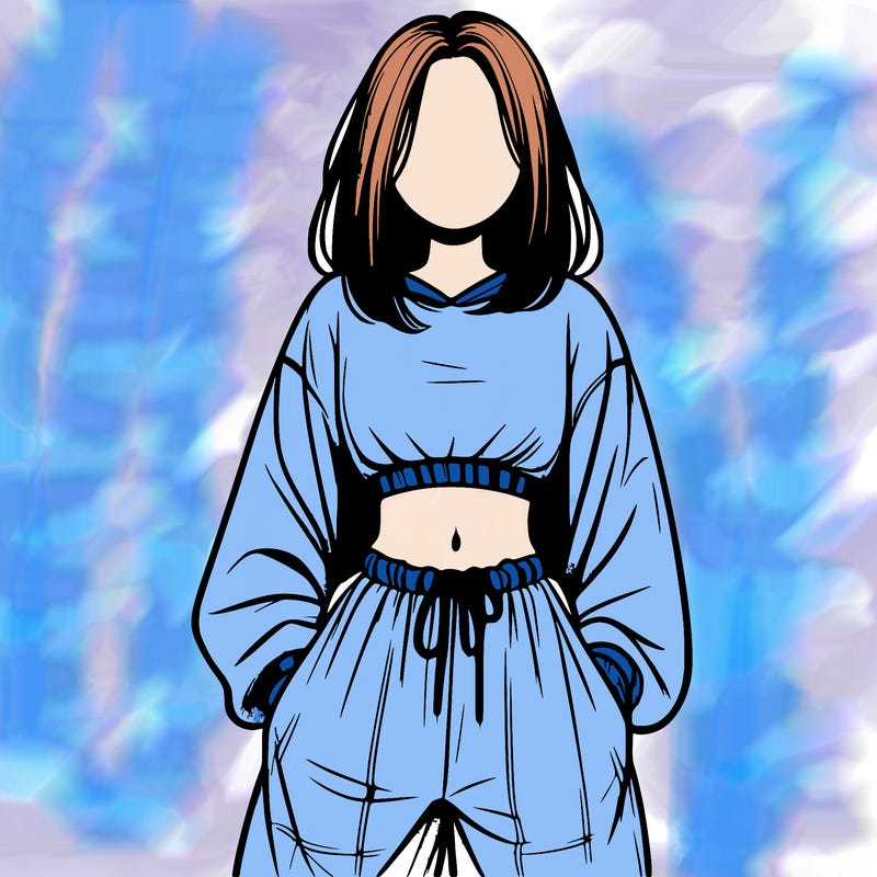 realistic girl faceless with baggy pants and a crop top