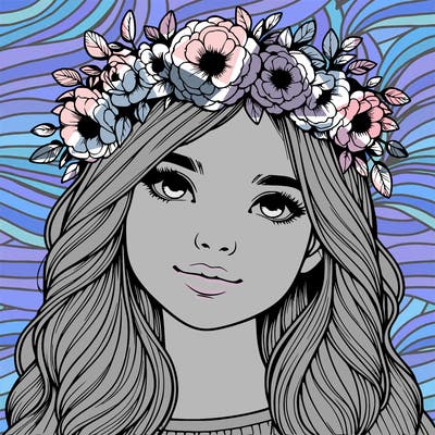 realistic girl with flower crown