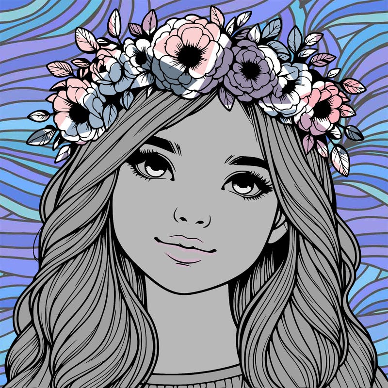 realistic girl with flower crown