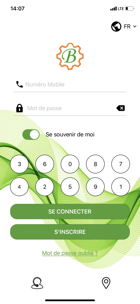 BAMIS DIGITAL - BAMIS DIGITAL mobile app login and registration screen with numeric keypad and secure authentication fields