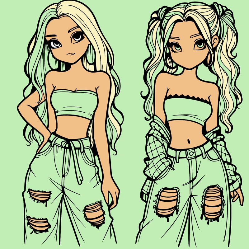 2 girls in crop tops and baggy jeans ripped