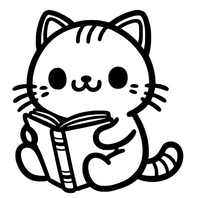 cat reading a book