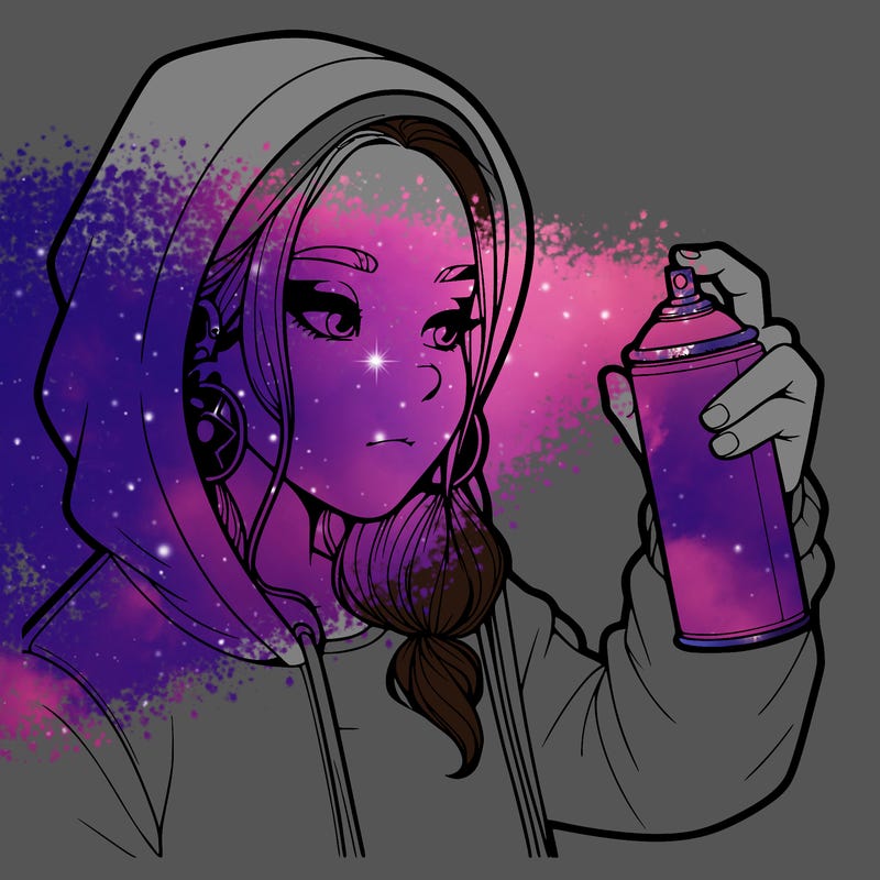 a realistic girl, spray painting