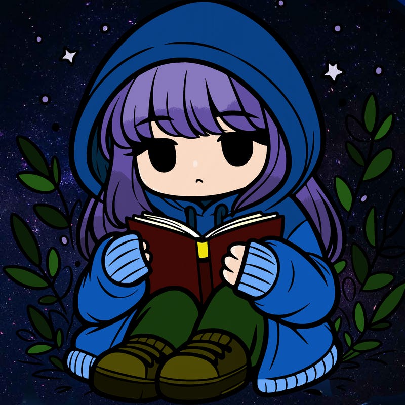 girl in oversized hoodie reading a book
