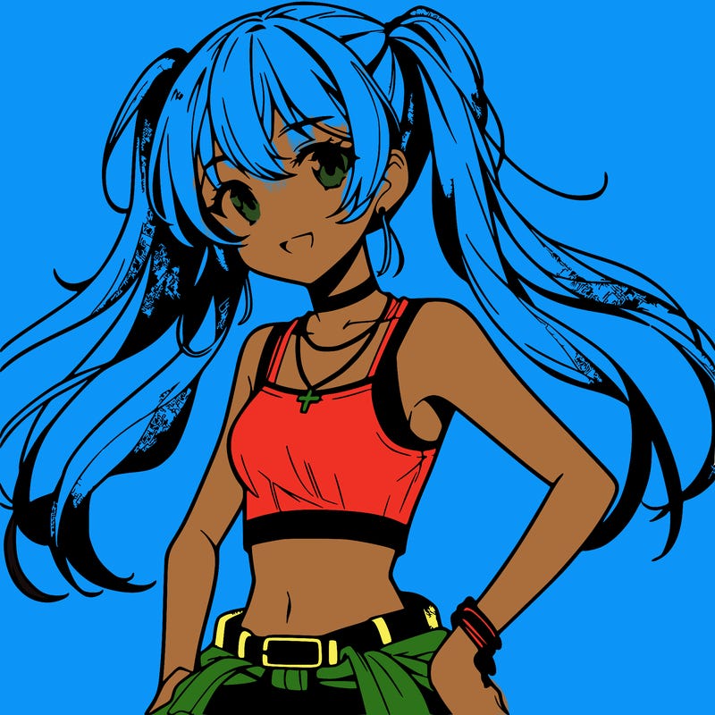 anime girl wearing crop top