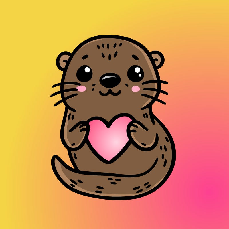 otter with a heart