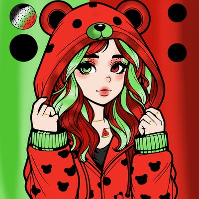 realistic girl in a animal pjs hoodie