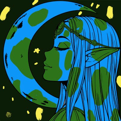 a realistic moon elf