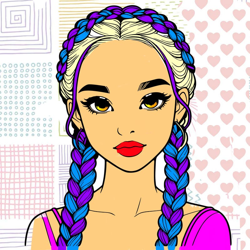 realistic girl with braids