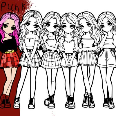 a group of girls realistic