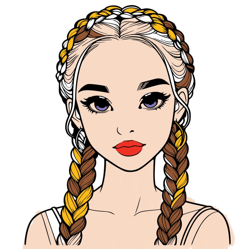 realistic girl with braids