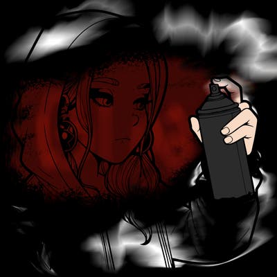 a realistic girl, spray painting