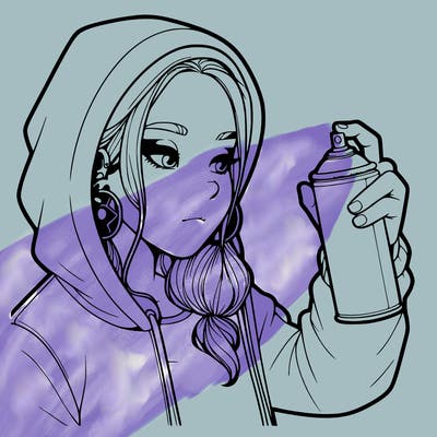 a realistic girl, spray painting