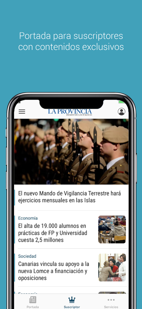 Interfaccia dell'app La Provincia che mostra titoli di notizie esclusivi per abbonati