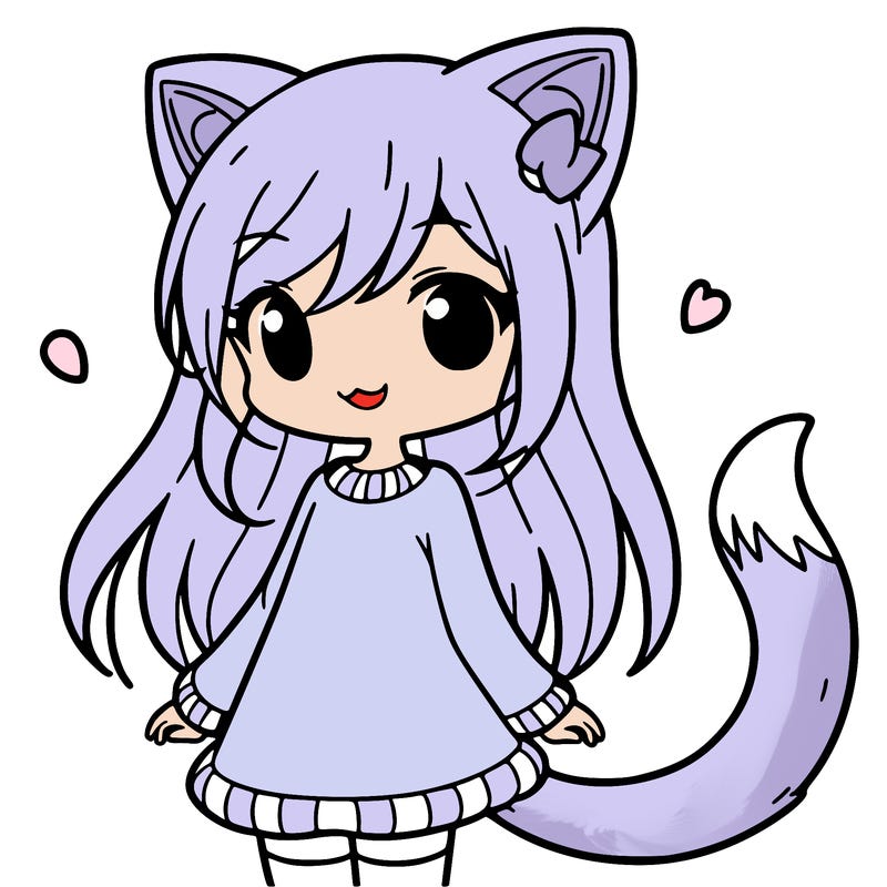 girl with cat ears and tail