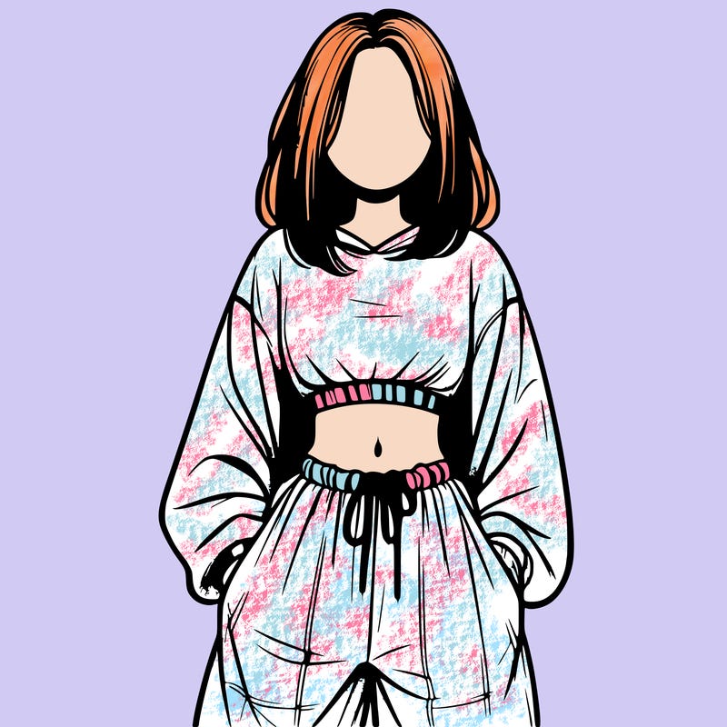realistic girl faceless with baggy pants and a crop top