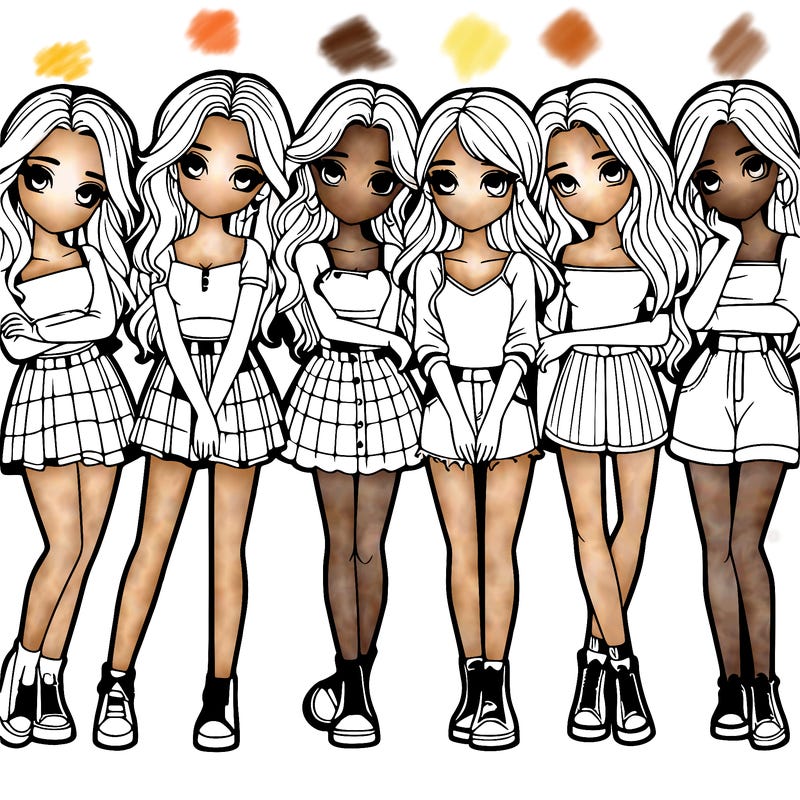 a group of girls realistic