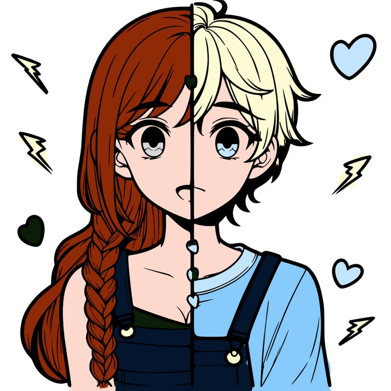 realistic girl boy split