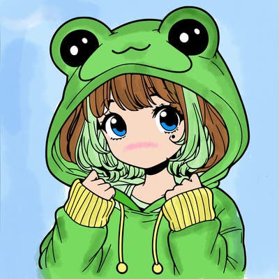 a cute teenage girl wearing a frog hoodie