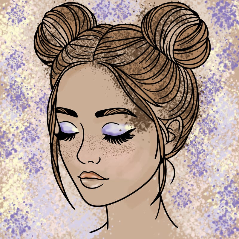 woman with hair buns
