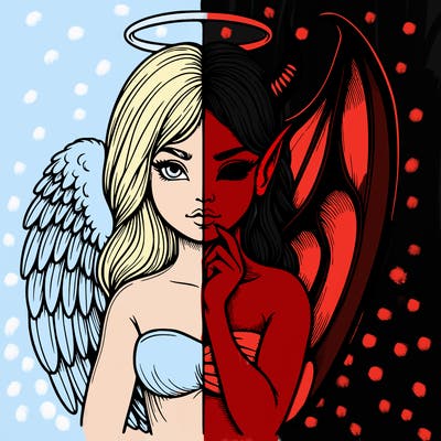 realistic angel half demon