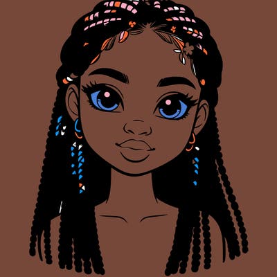 a realistic black girl with braids