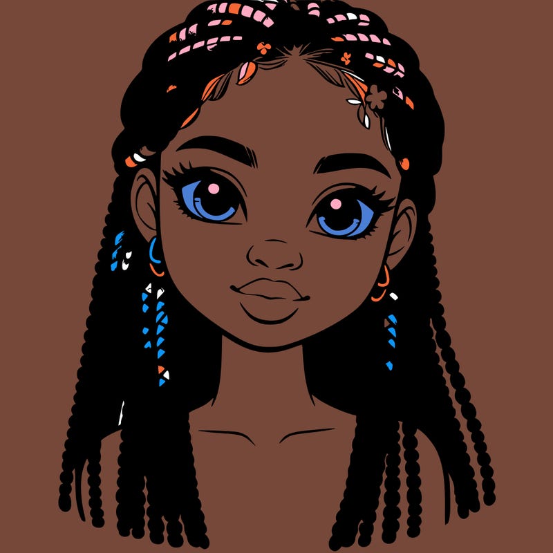 a realistic black girl with braids