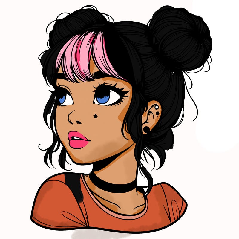 realistic girl with spacebuns