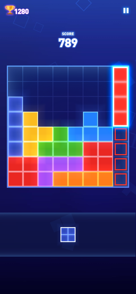 Block Puzzle - Brain Test Game - A colorful block puzzle game board with a high score of 789
