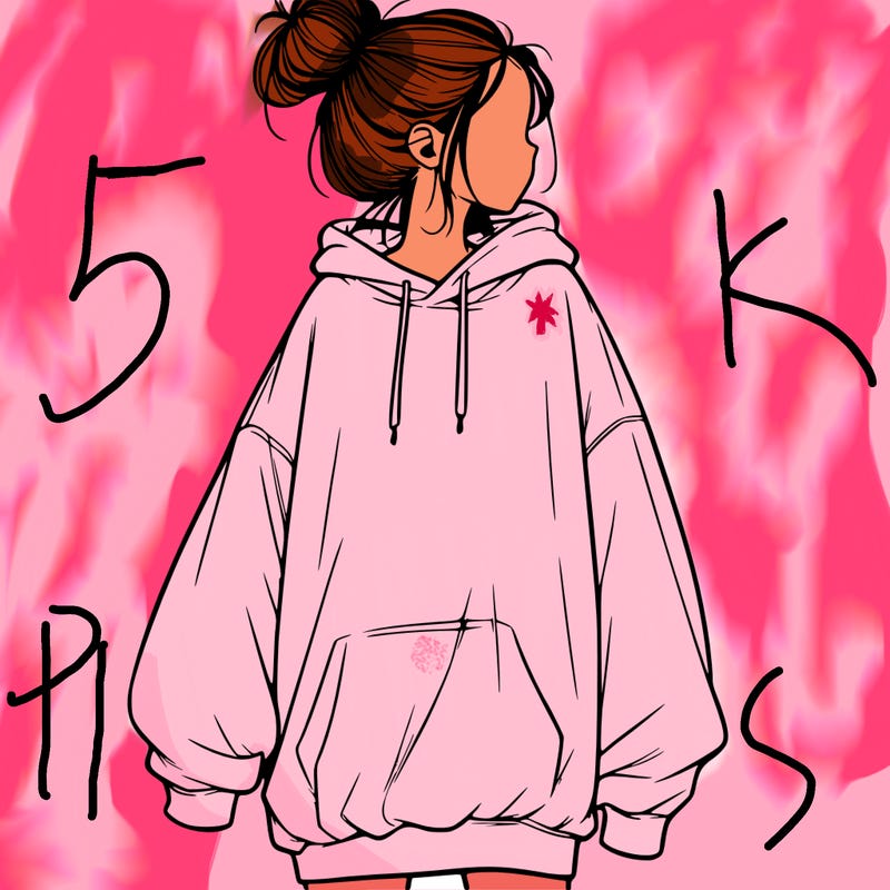 realistic girl with a oversized sweatshirt on and a bun