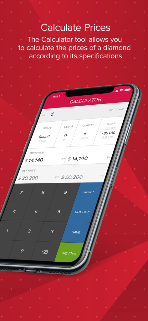 RapNet - The Diamond Market - RapNet app interface showing the diamond price calculator tool used by jewelers for valuation