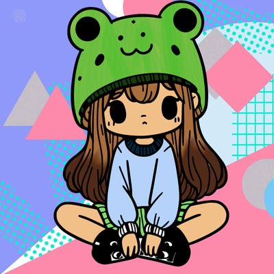 a girl wearing a frog hat and some frog socks