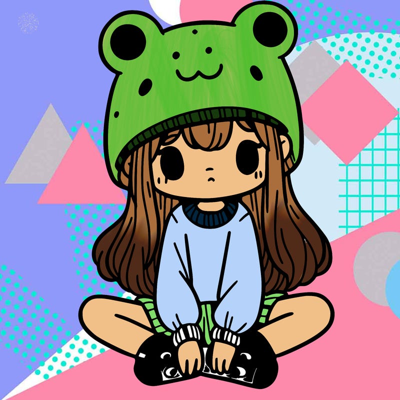 a girl wearing a frog hat and some frog socks