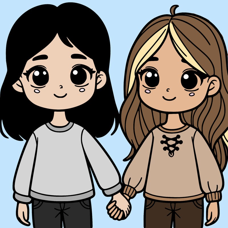 two girls holding hands