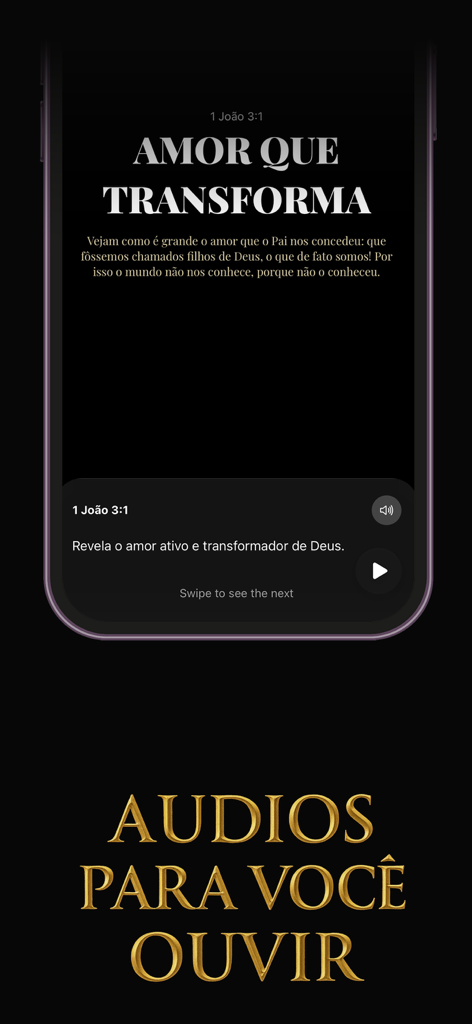 Haven Bible Chat Widget Recap - A mobile interface of the Haven Bible app displaying a verse from 1 John 3 and a section for listening to spiritual audio messages