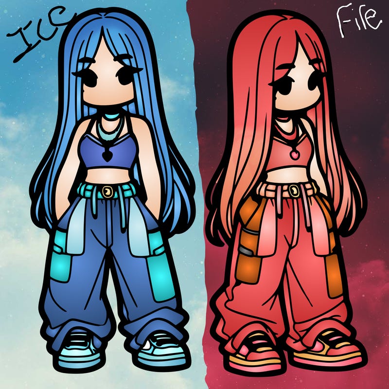 girl in baggy pants crop top and long hair