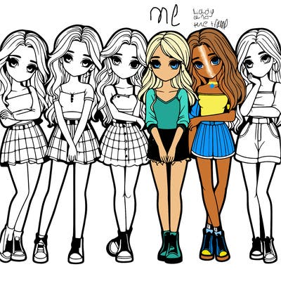 a group of girls realistic