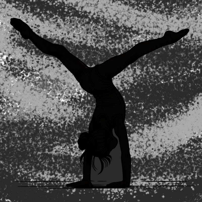 realistic gymnastic hand stand girl in four splits