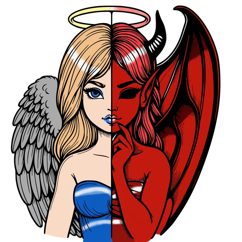 realistic angel half demon