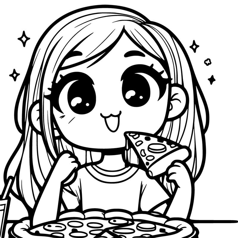 girl eating pizza