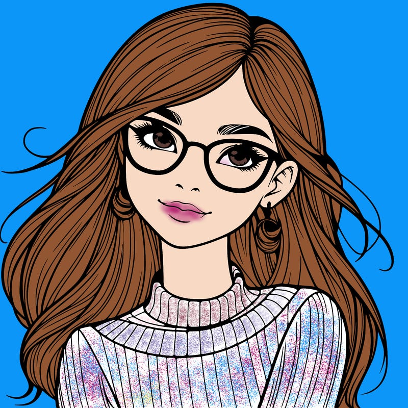realistic girl with glasses