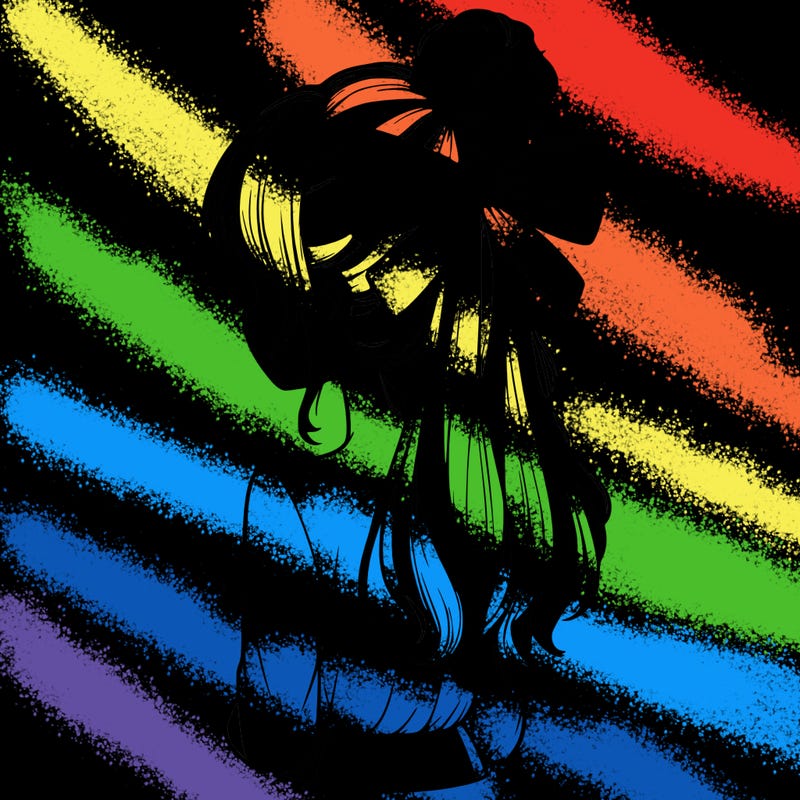 realistic girl  with hip length hair a bun and a big bow on the back of head