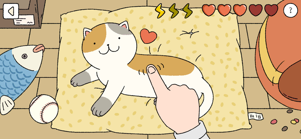 Adorable Home - Petting a calico cat on a cushion in Adorable Home