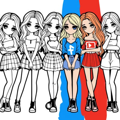 a group of girls realistic