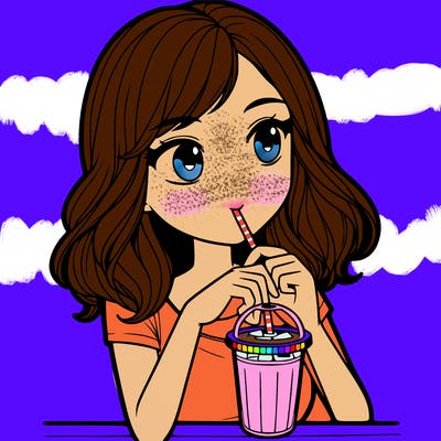 a woman drinking iced coffee