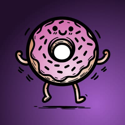 donut with stick legs and stick arms
