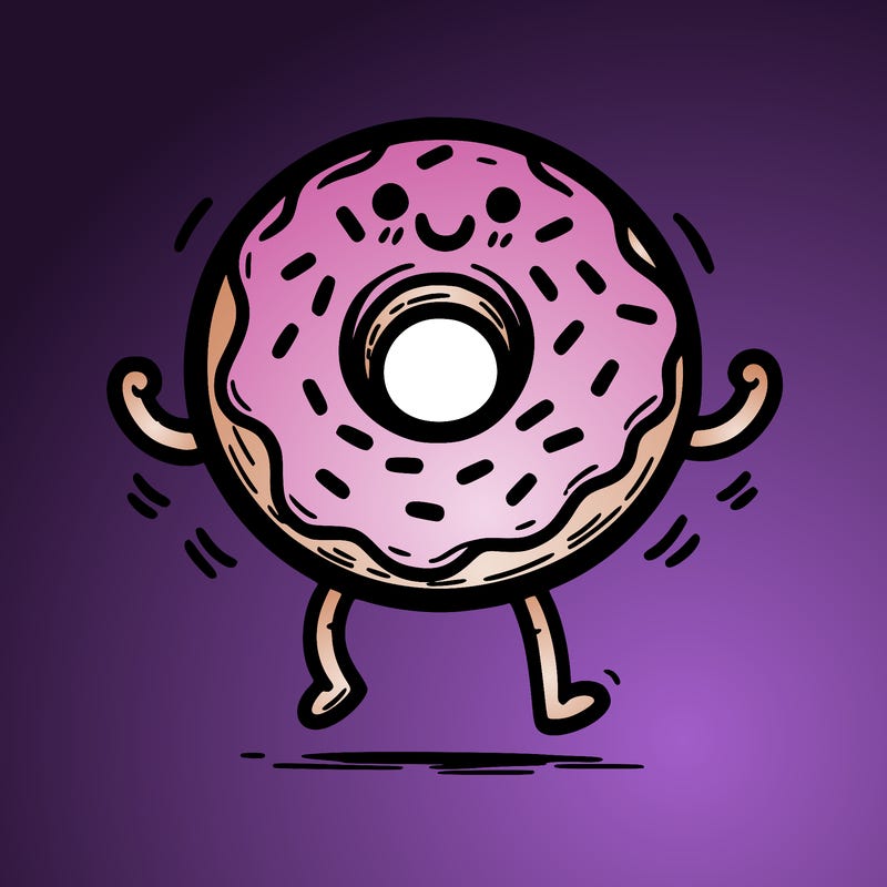 donut with stick legs and stick arms