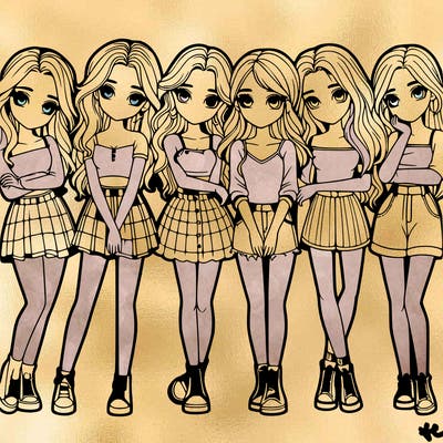a group of girls realistic